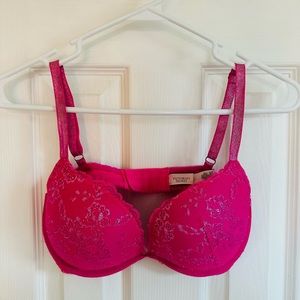 Pink lace bra